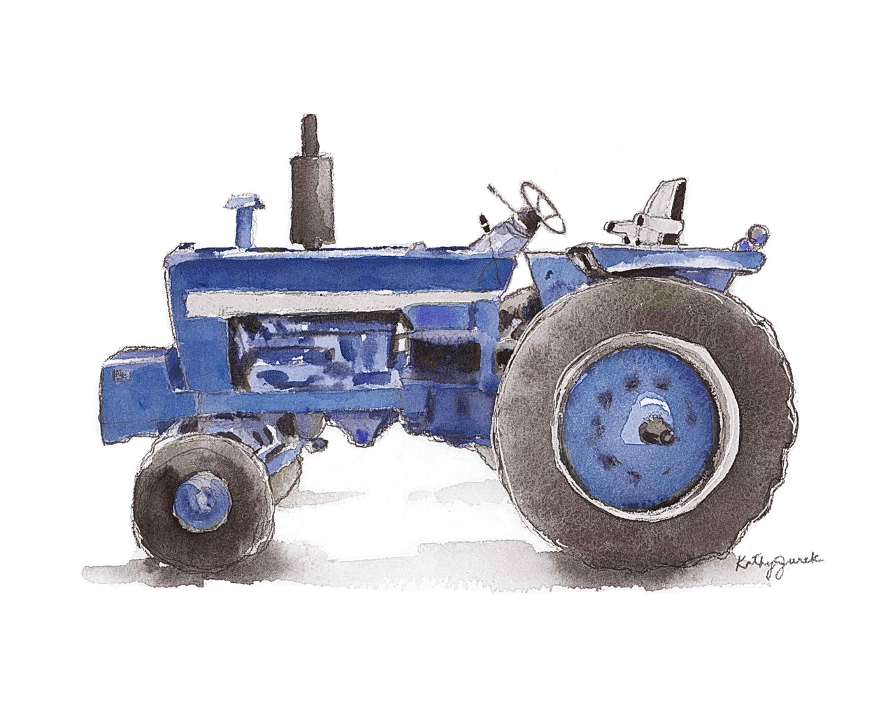 blue tractor print for farm nursery