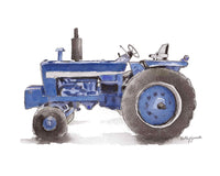 Thumbnail for blue tractor print for farm nursery