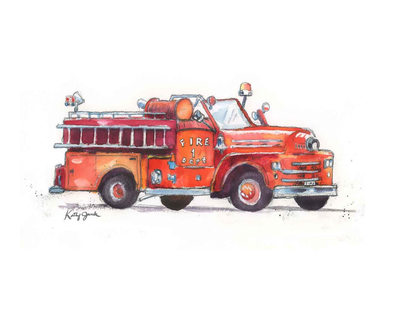 Vintage Fire Truck Print