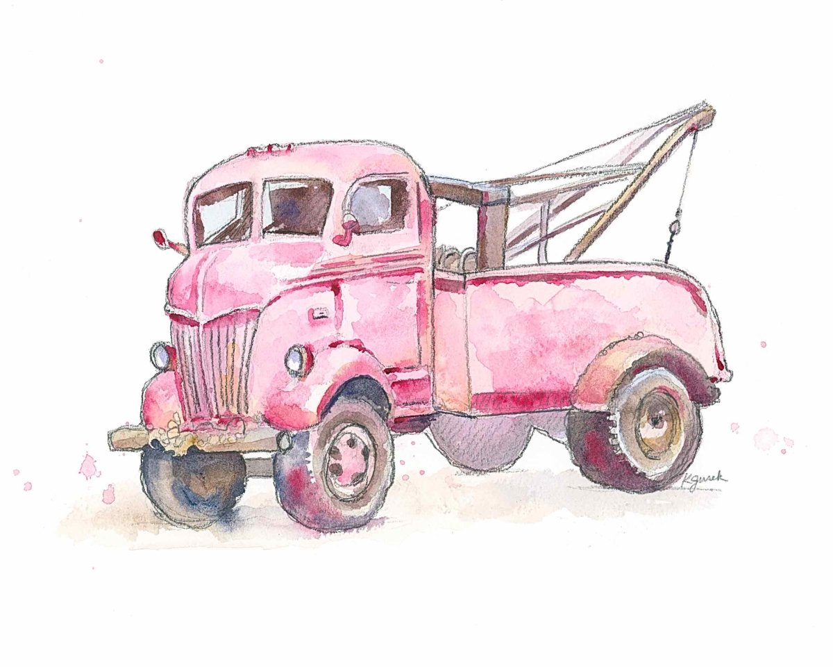 Pink Tow Truck Print