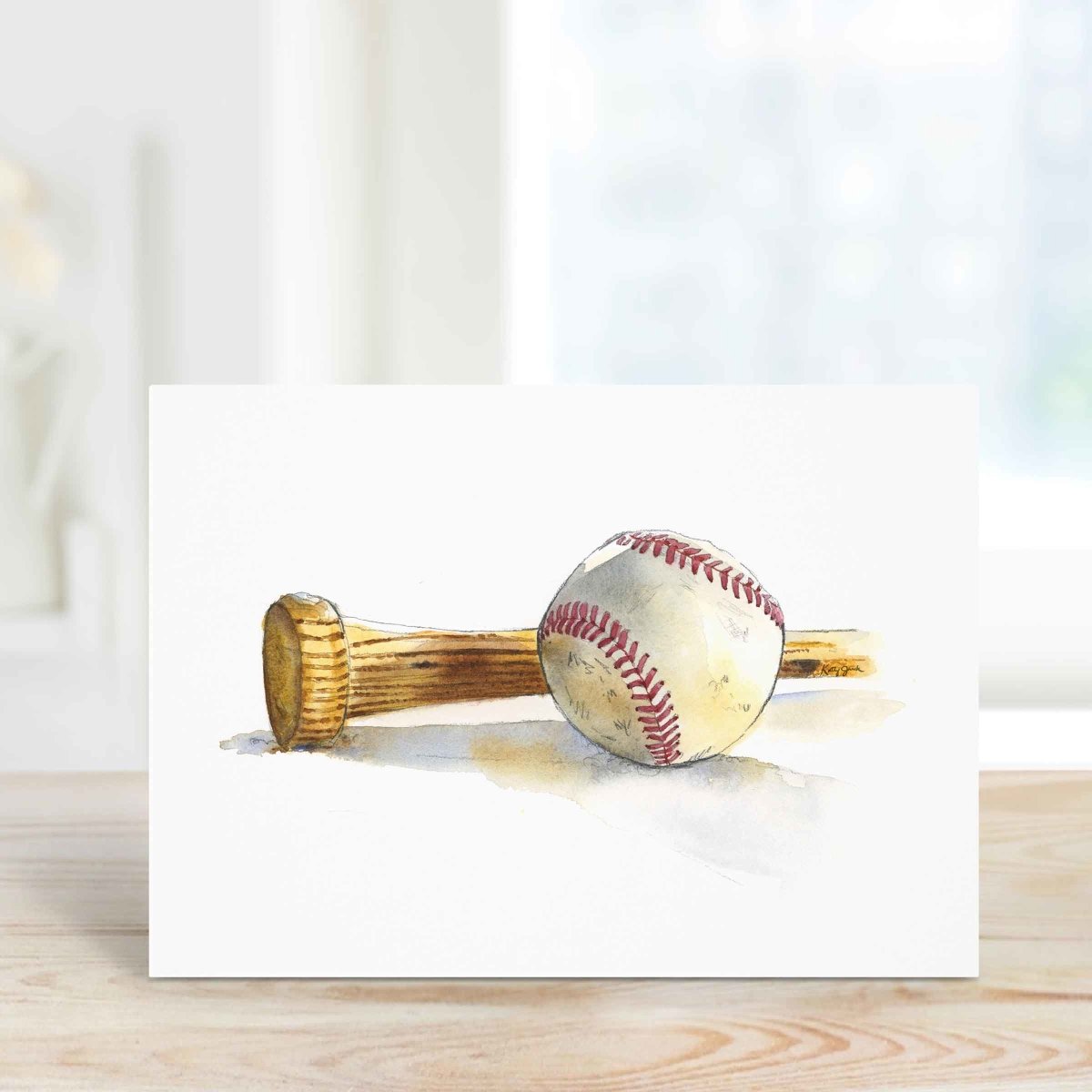 baseball and bat greeting card