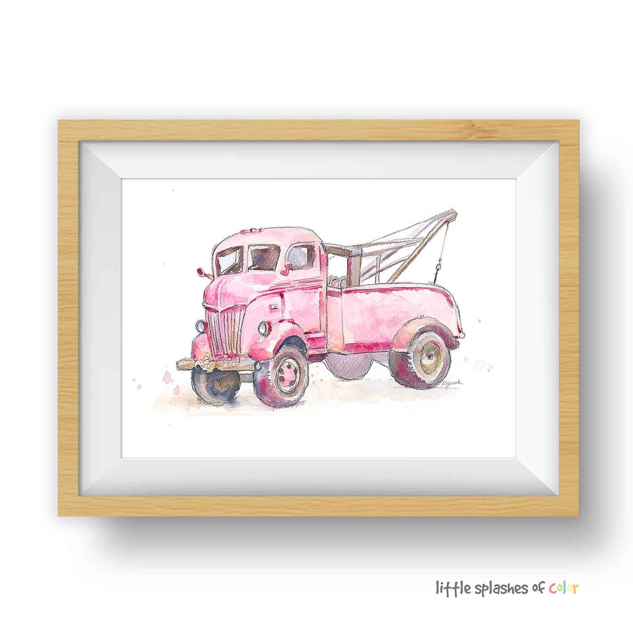 Pink Tow Truck Print