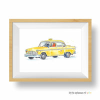 Thumbnail for wood framed vintage yellow taxi cab print 