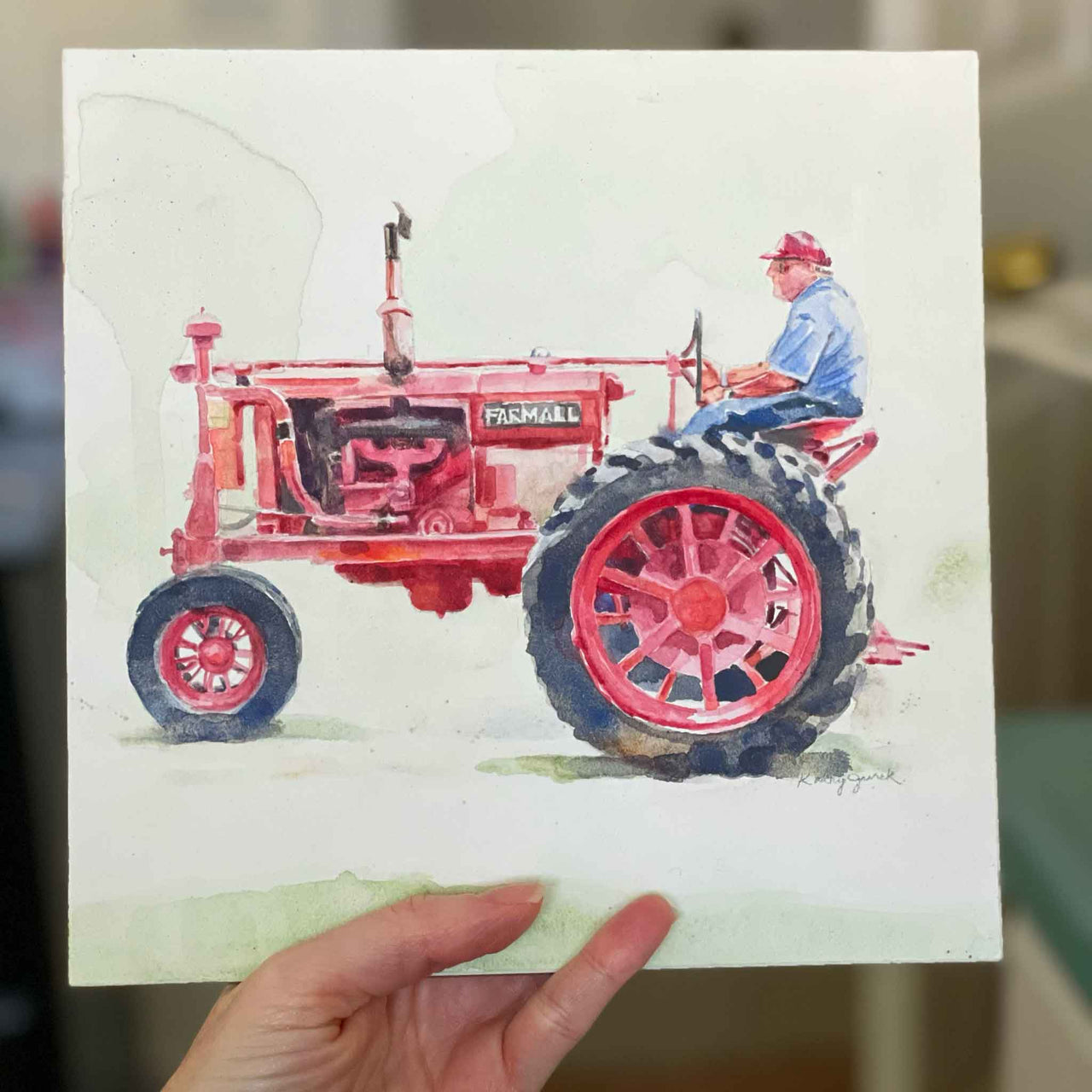"It's a Breeze"  Original Tractor Watercolor Painting