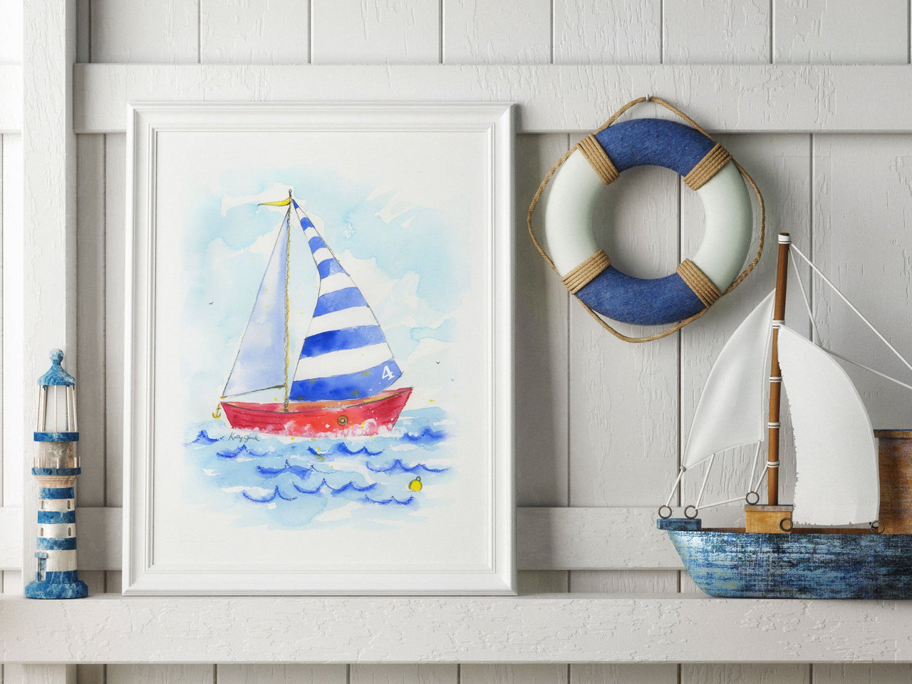 Blue Sailboat Print