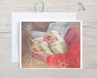 Thumbnail for Santa Snuggling with Dog Card