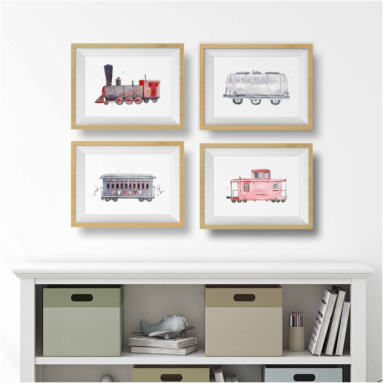 red train prints for kids rooms