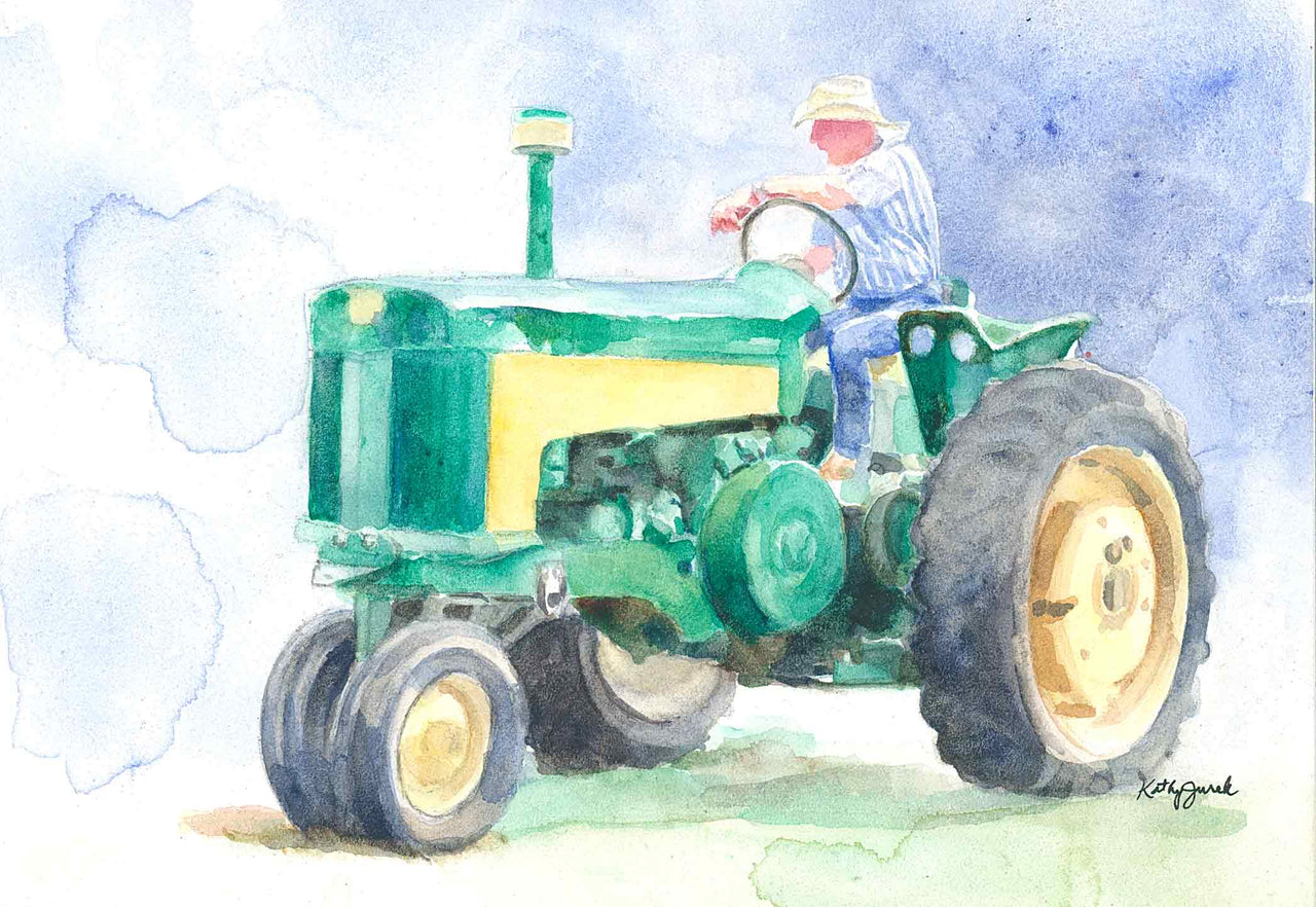 "This Sunny Day"  Original Tractor Watercolor Painting