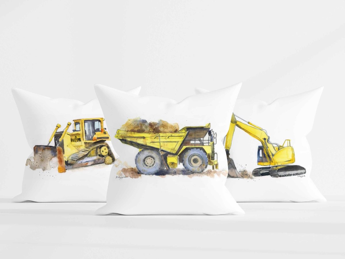 Construction Truck Throw Pillow or Pillow Cover