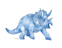 Thumbnail for blue triceratops dinosaur print for kids rooms