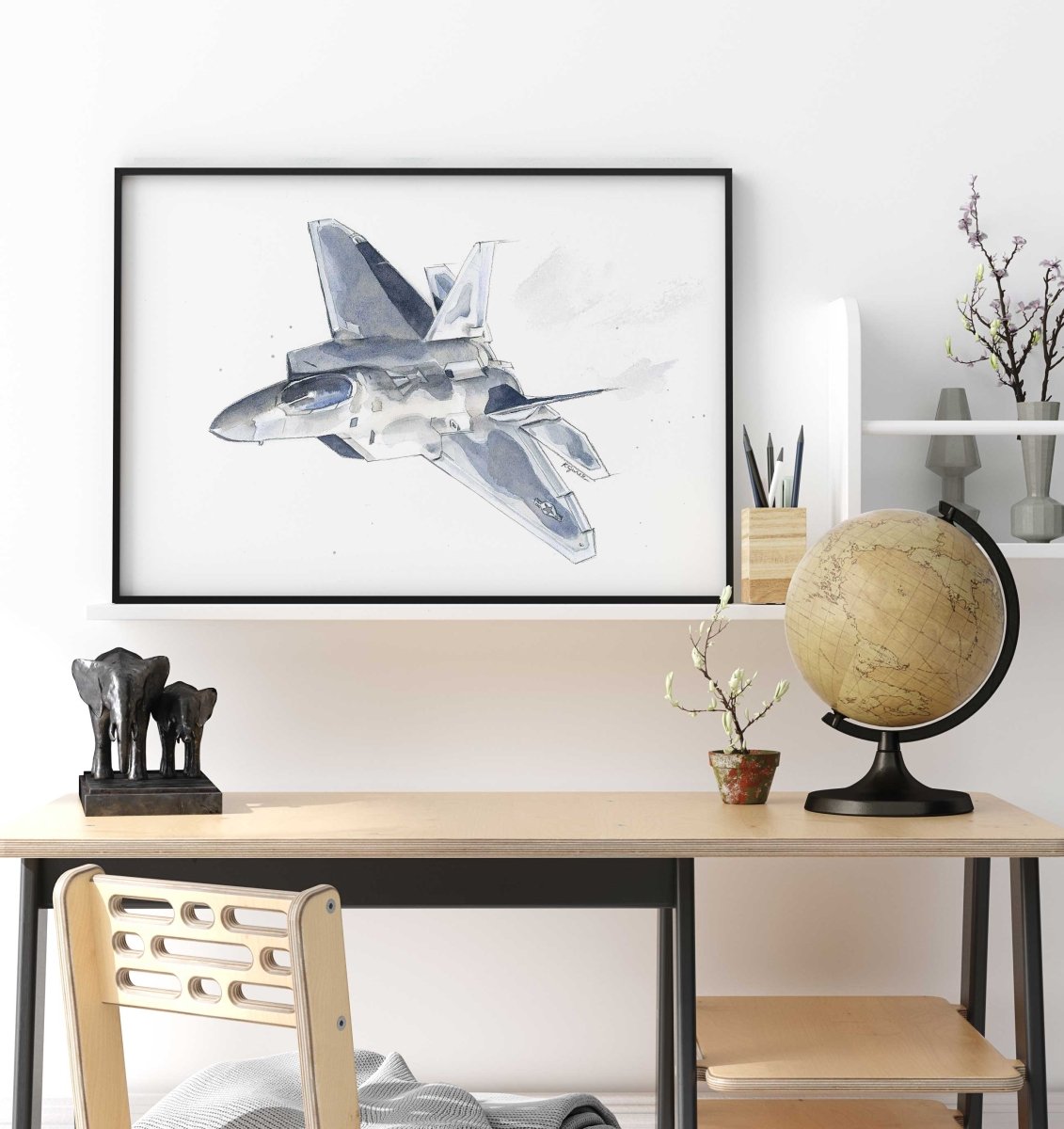 military airplane wall art for kids rooms