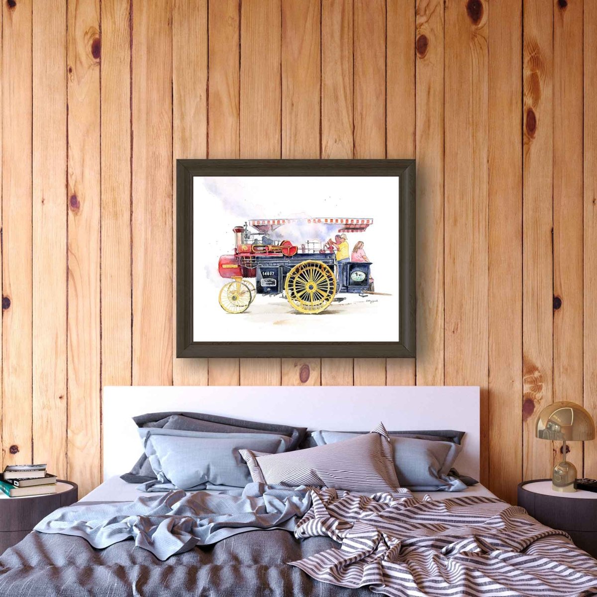 vintage steam engine wall art