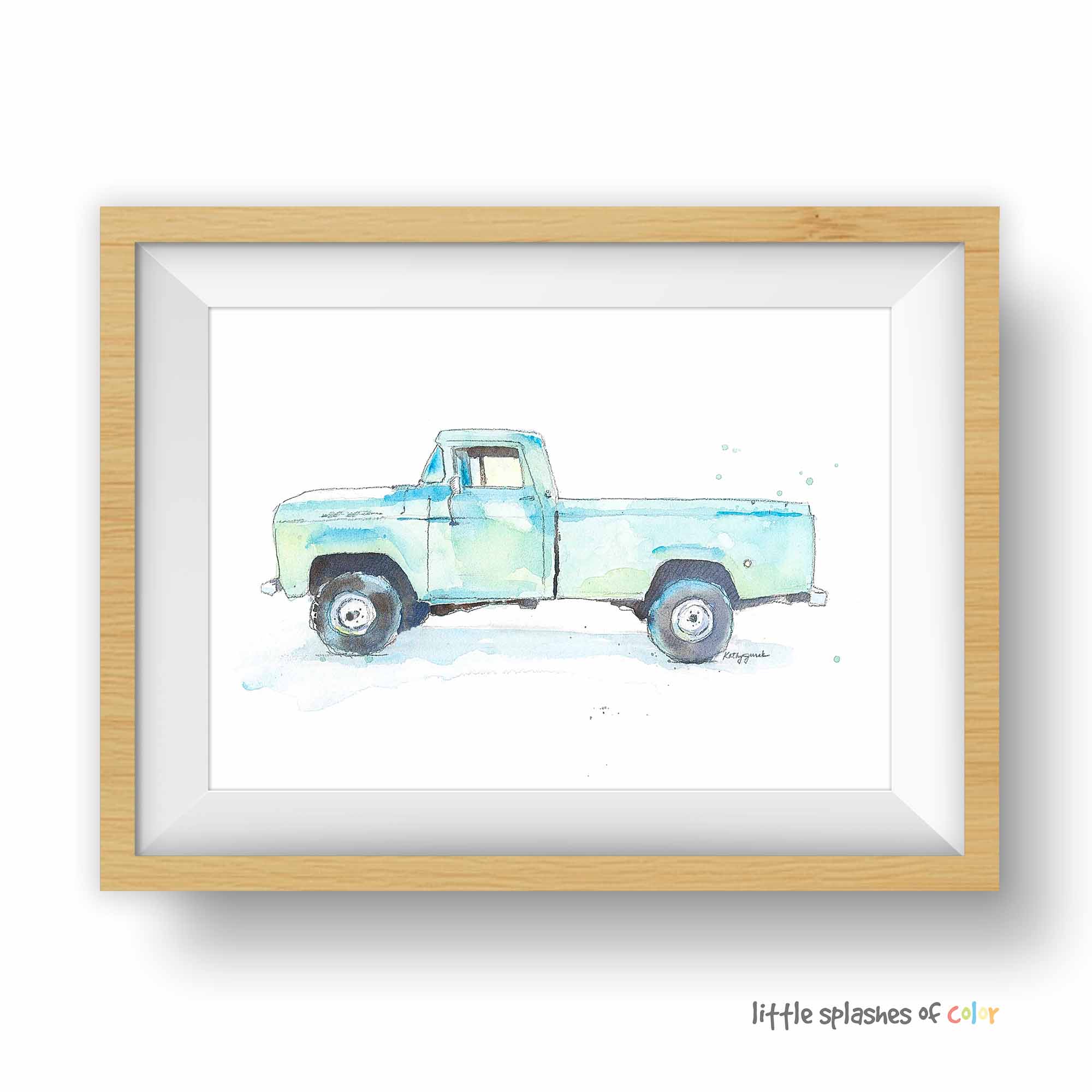 New Mint Pickup Truck Print