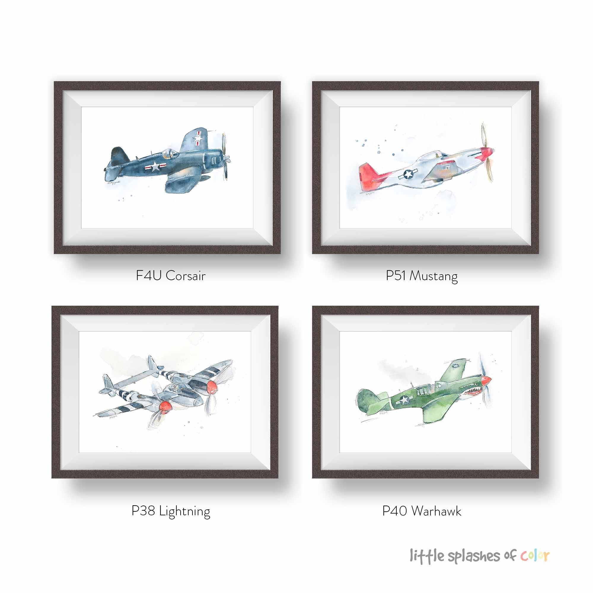 WWII Fighter Airplane Prints for Kids Rooms / Baby Nursery