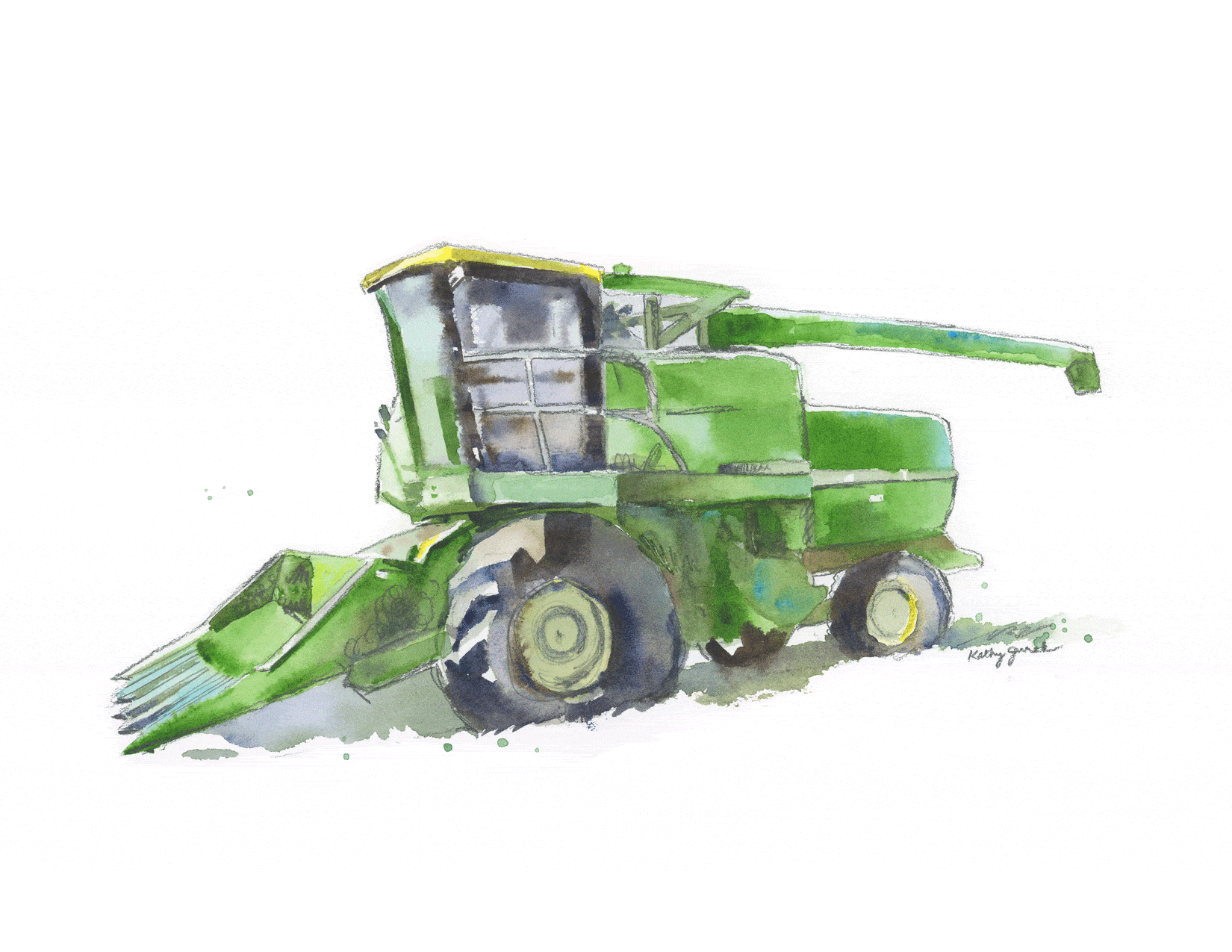 Watercolor Speedpainting John Deere Combine