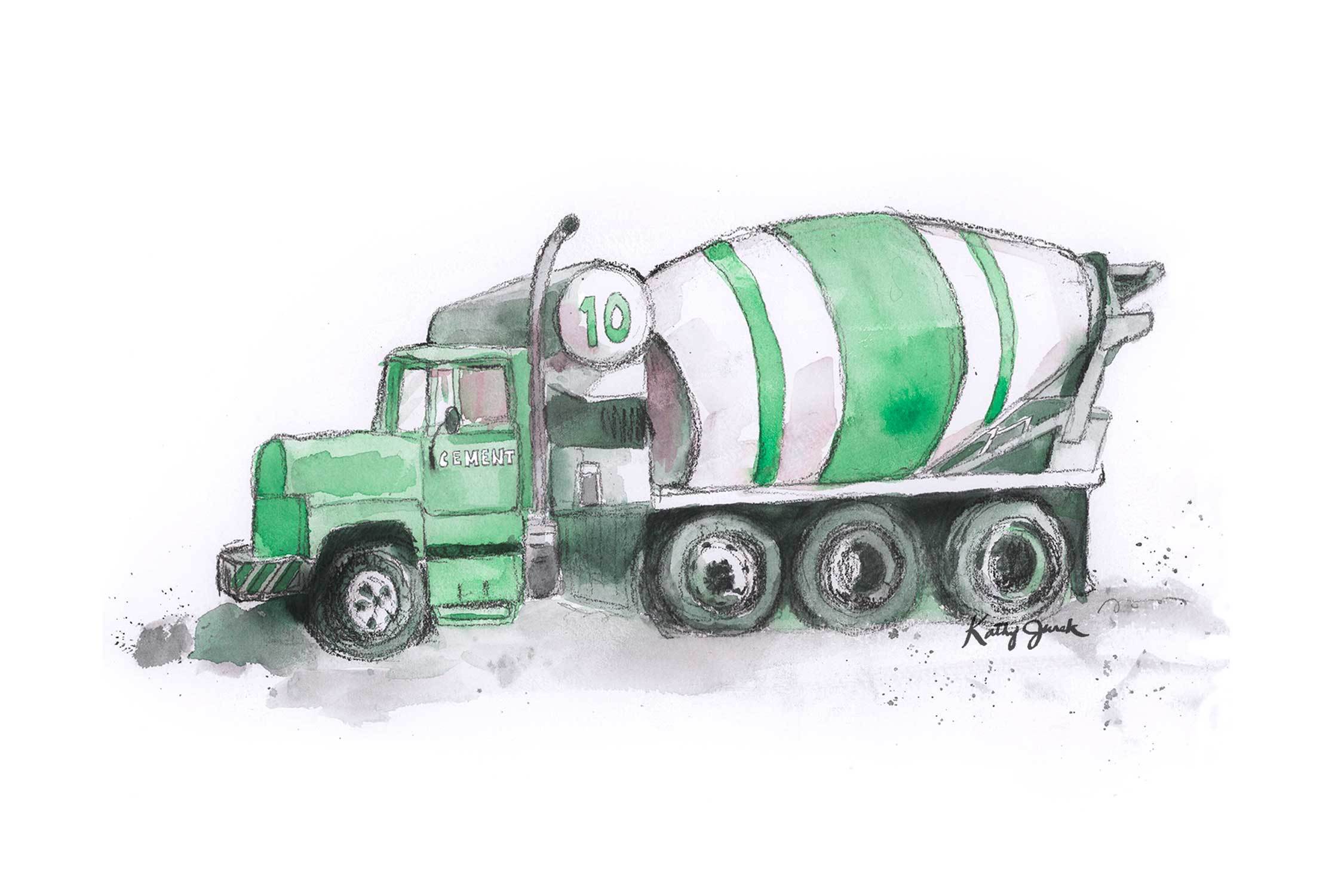 NEW Green Cement Mixer Print