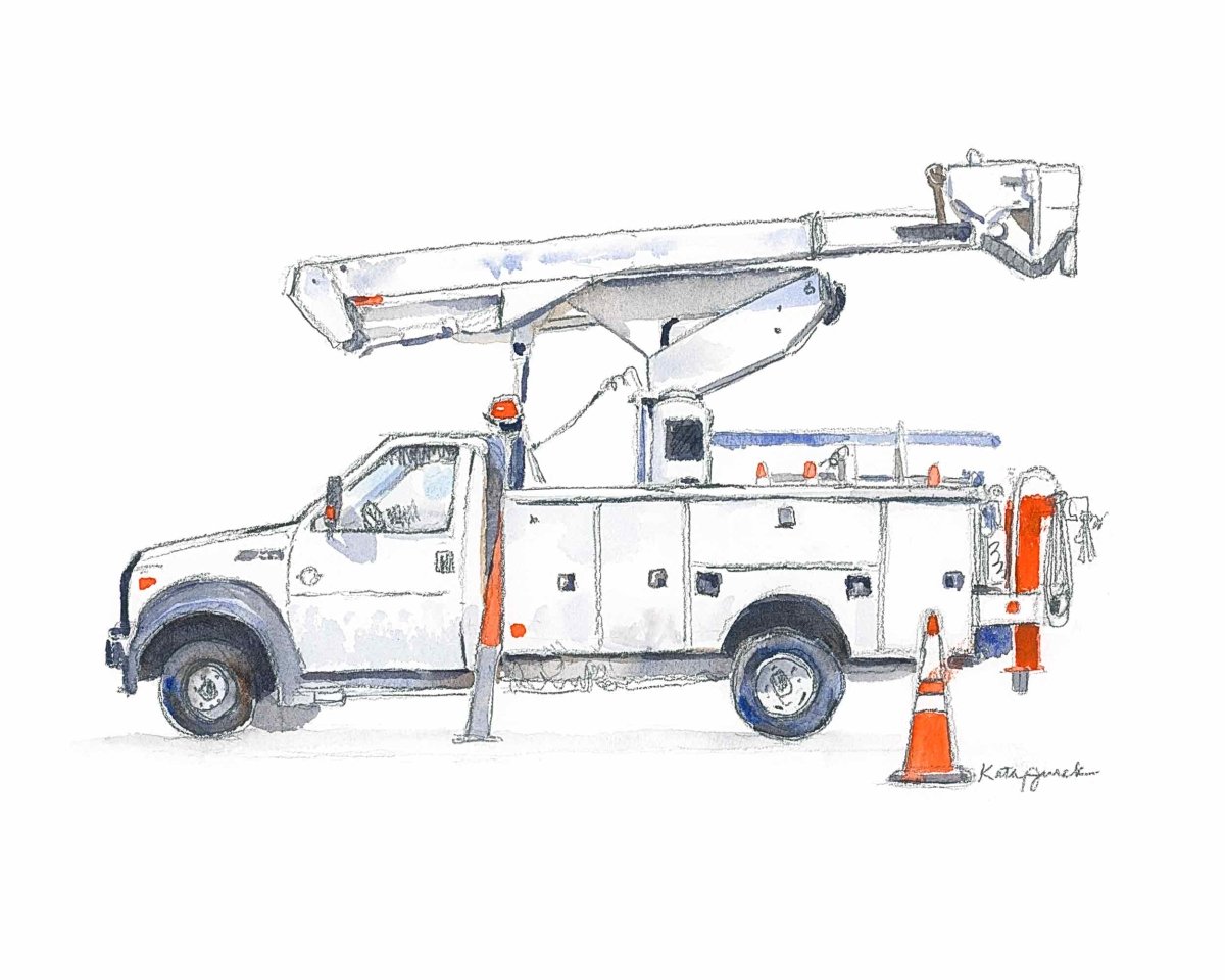 Bucket Truck Watercolor Painting - Time Lapse Video