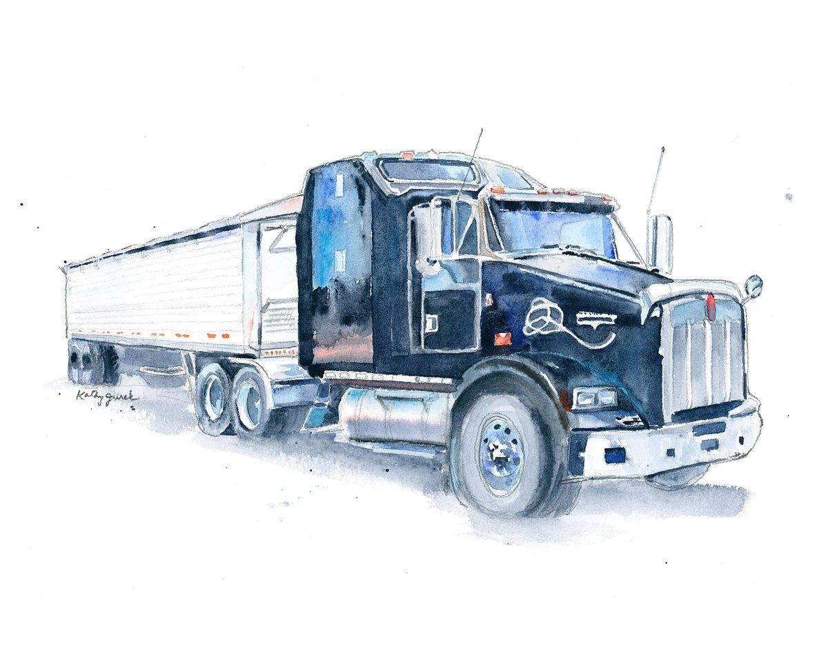 Celebrate Farm Life with Watercolor Combine and Grain Truck Prints