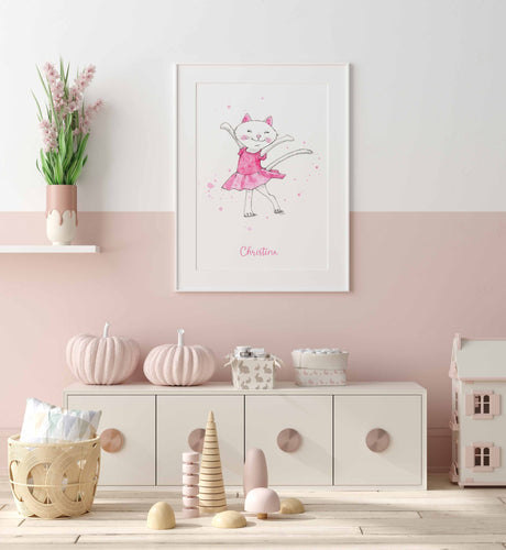 Add a Touch of Whimsy to Your Child’s Room with Customizable Ballet Cat Art Prints