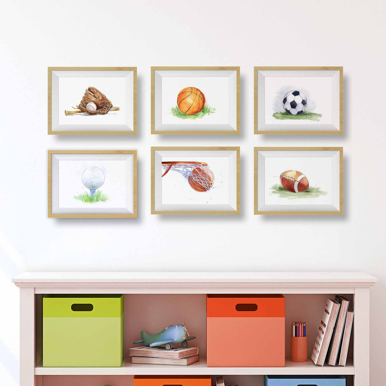 Set of Sports Prints for Kids' Rooms - Choose from 8 Designs: Soccer, Football, Baseball, Basketball, Golf