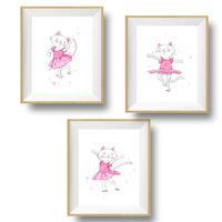 Thumbnail for three framed pictures of a cat in a pink dress