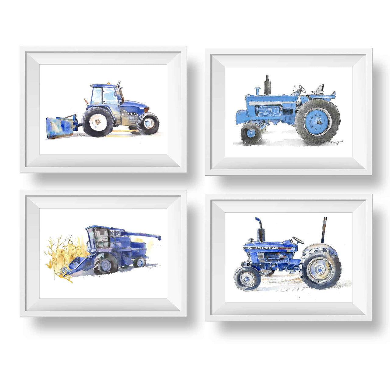 blue tractor wall art for kids rooms