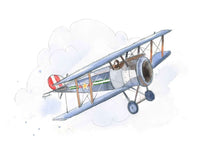 Thumbnail for Blue Gray Red Biplane Print