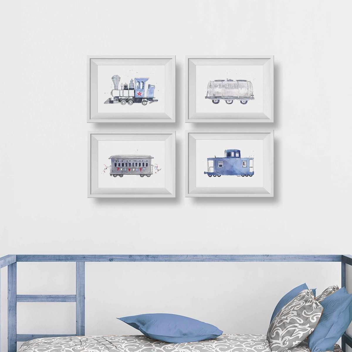 Light Blue Train with Red Star Print