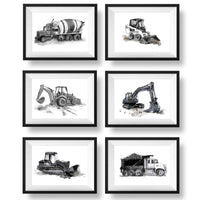 Thumbnail for Black Constructions Vehicles Print Set