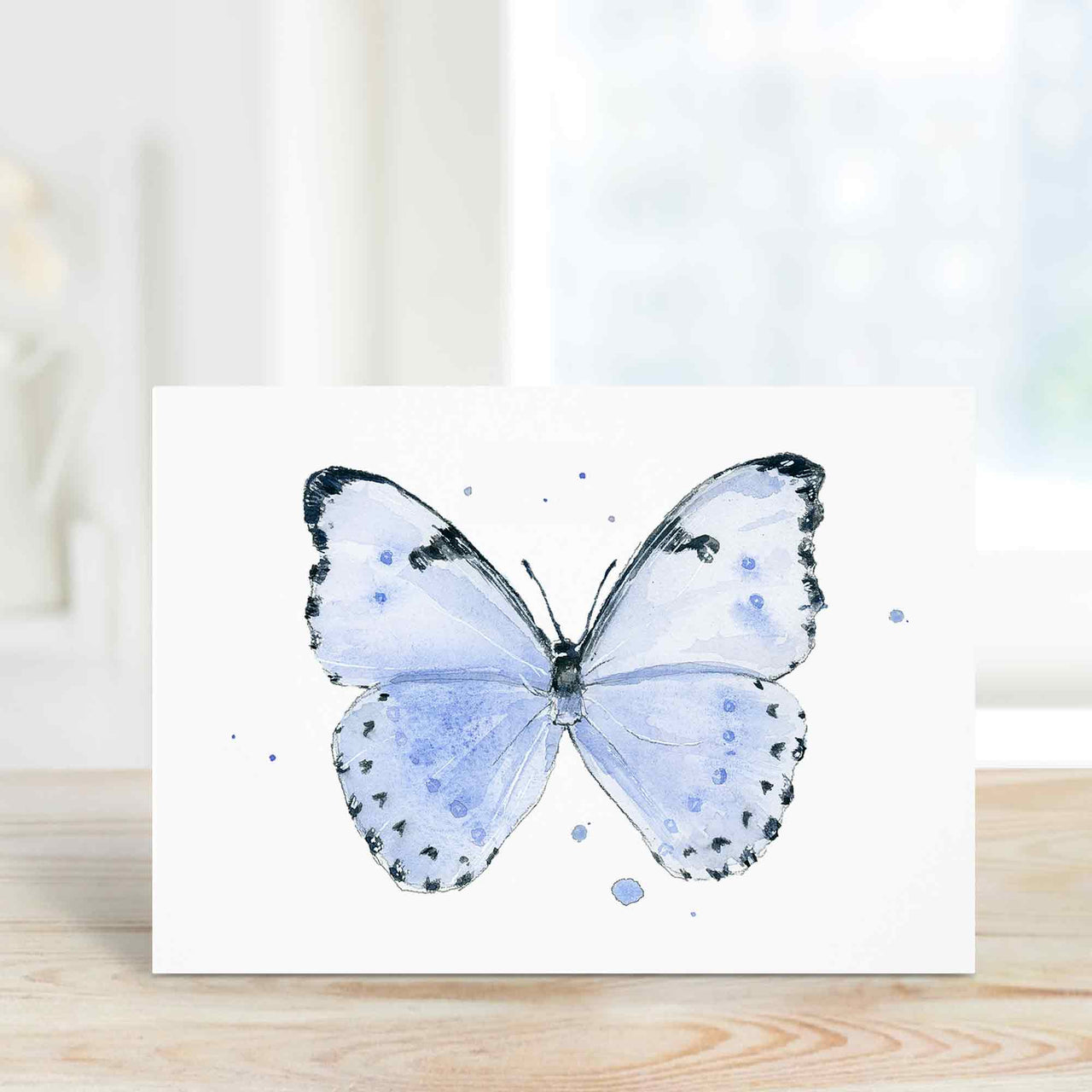 Butterfly Notecards – Moody Blue and Light Pink Watercolor Set for Everyday Greetings