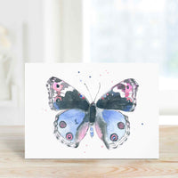 Thumbnail for Butterfly Notecards – Moody Blue and Light Pink Watercolor Set for Everyday Greetings