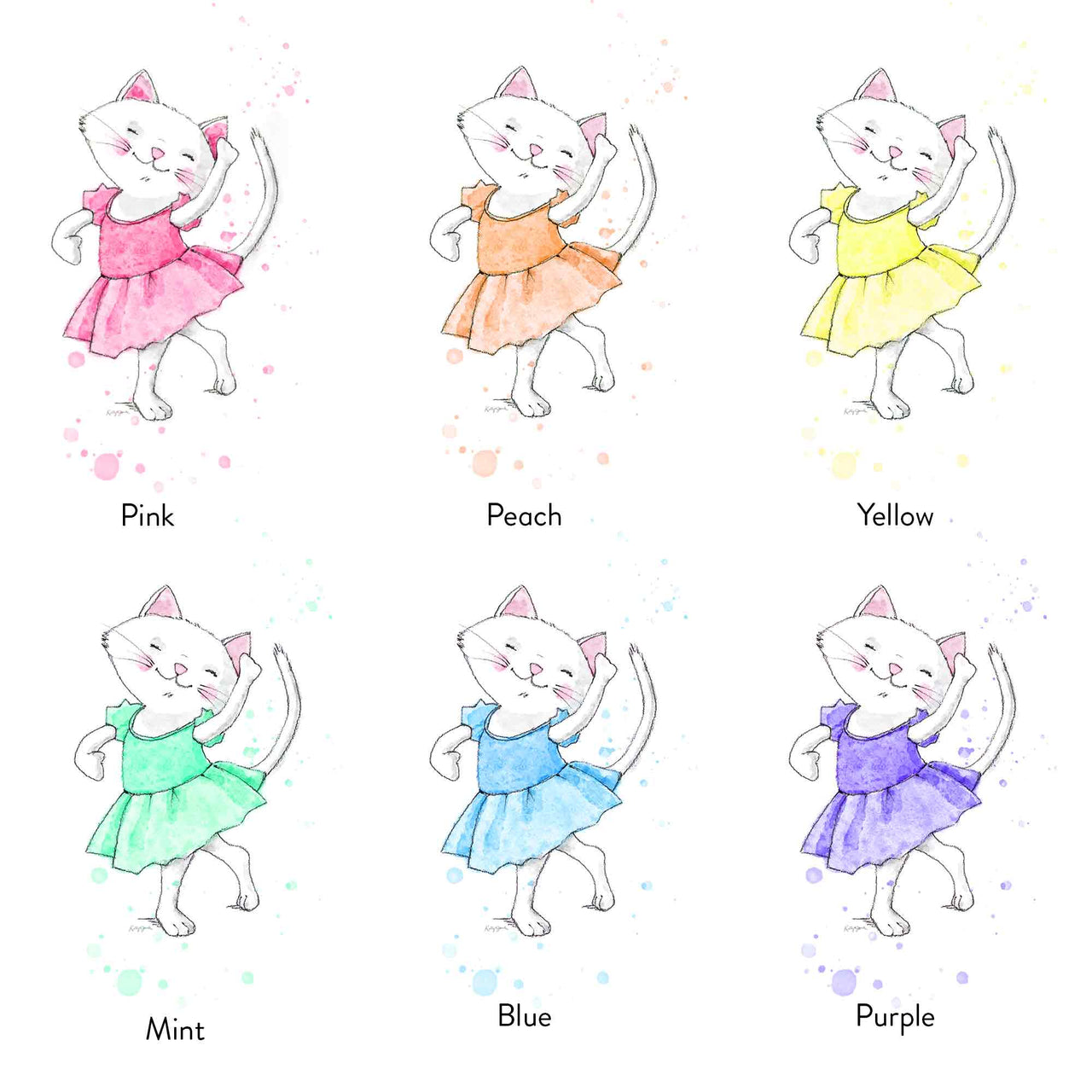 Dancing Kitty Nursery Art Prints - Set of 3