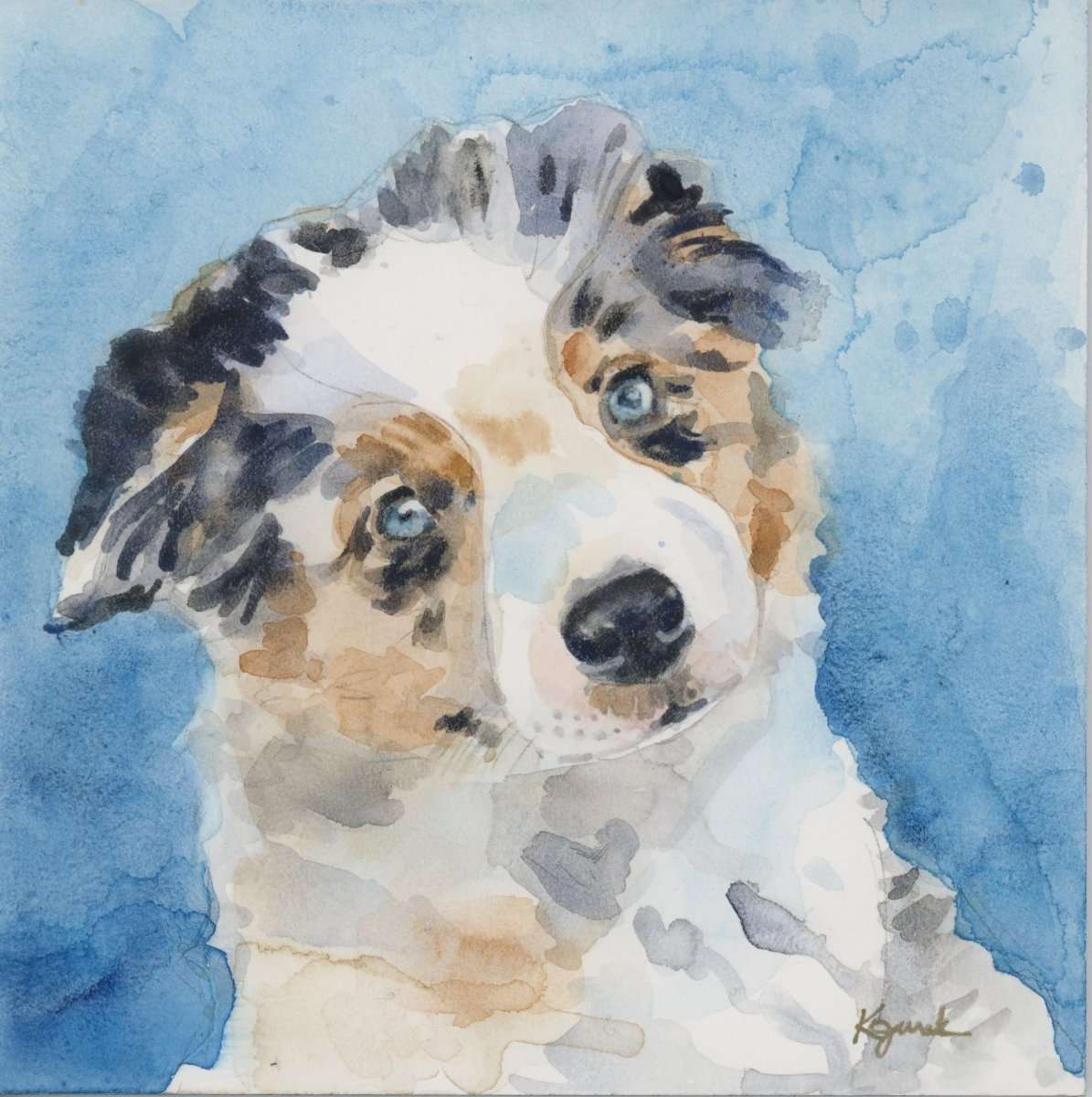 Custom Watercolor Dog Portrait from Photo on Aquaboard