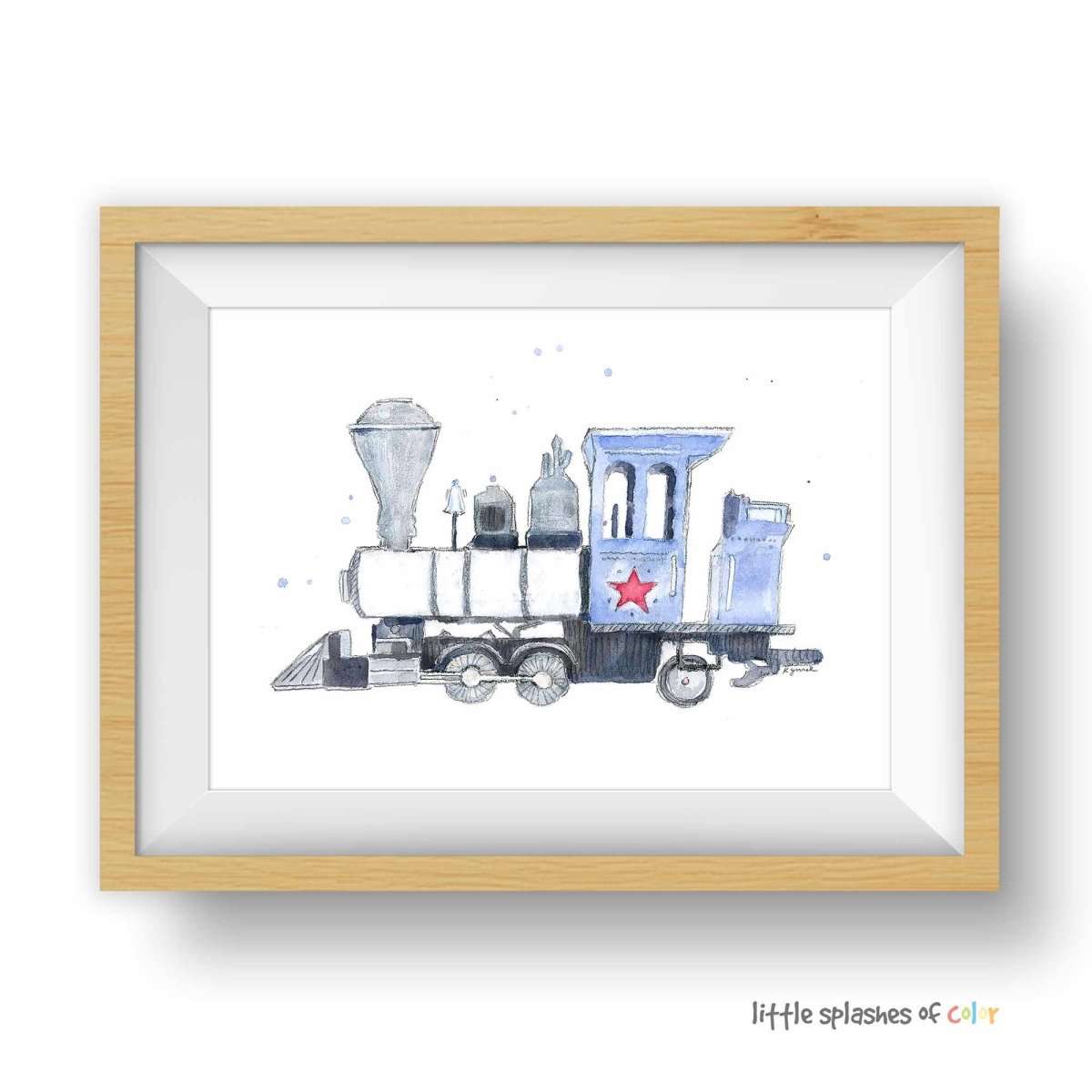 Light Blue Train with Red Star Print