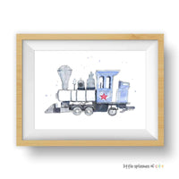Thumbnail for Light Blue Train with Red Star Print