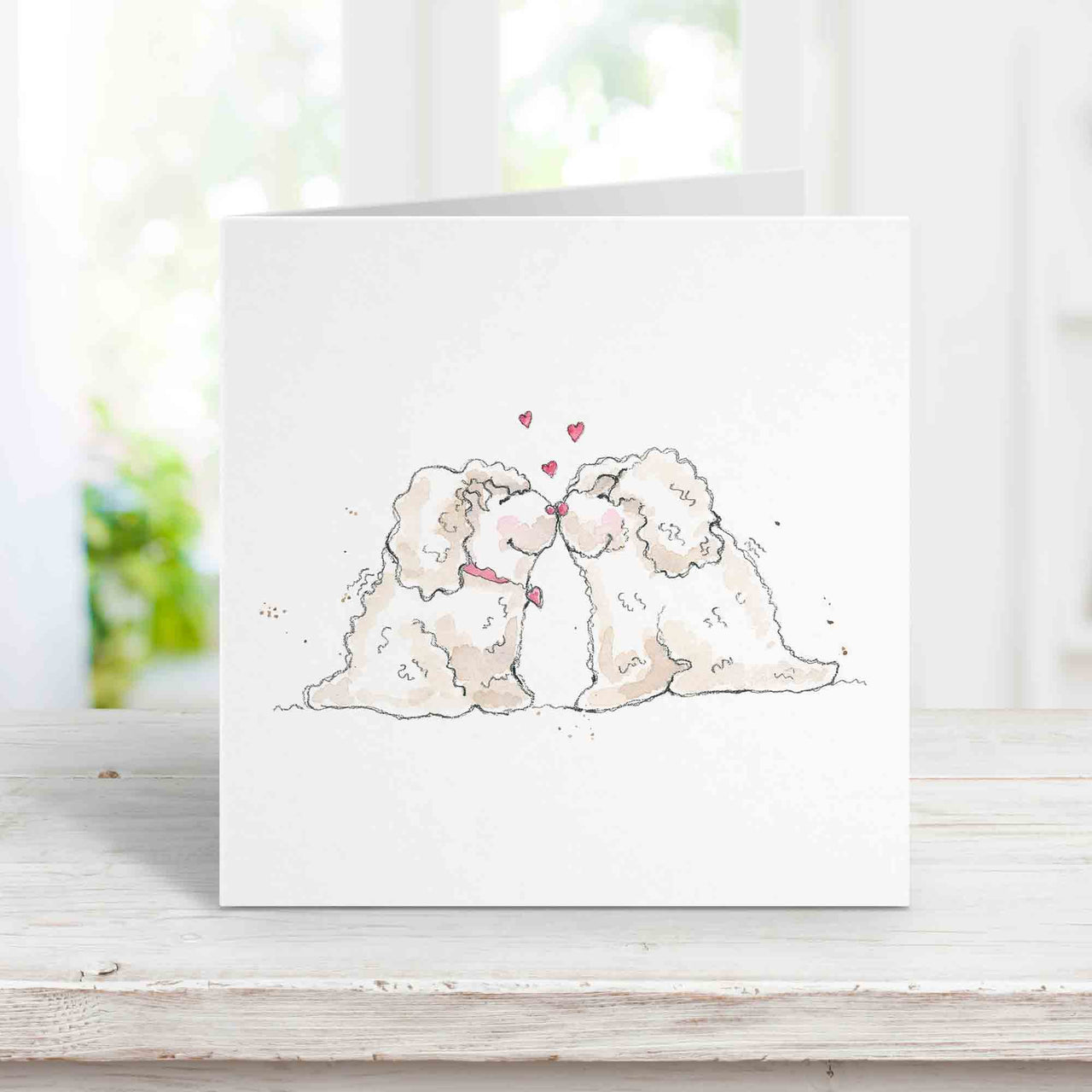 white dogs love card for birthday anniversary or Valentines day
