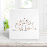 Thumbnail for white dogs love card for birthday anniversary or Valentines day
