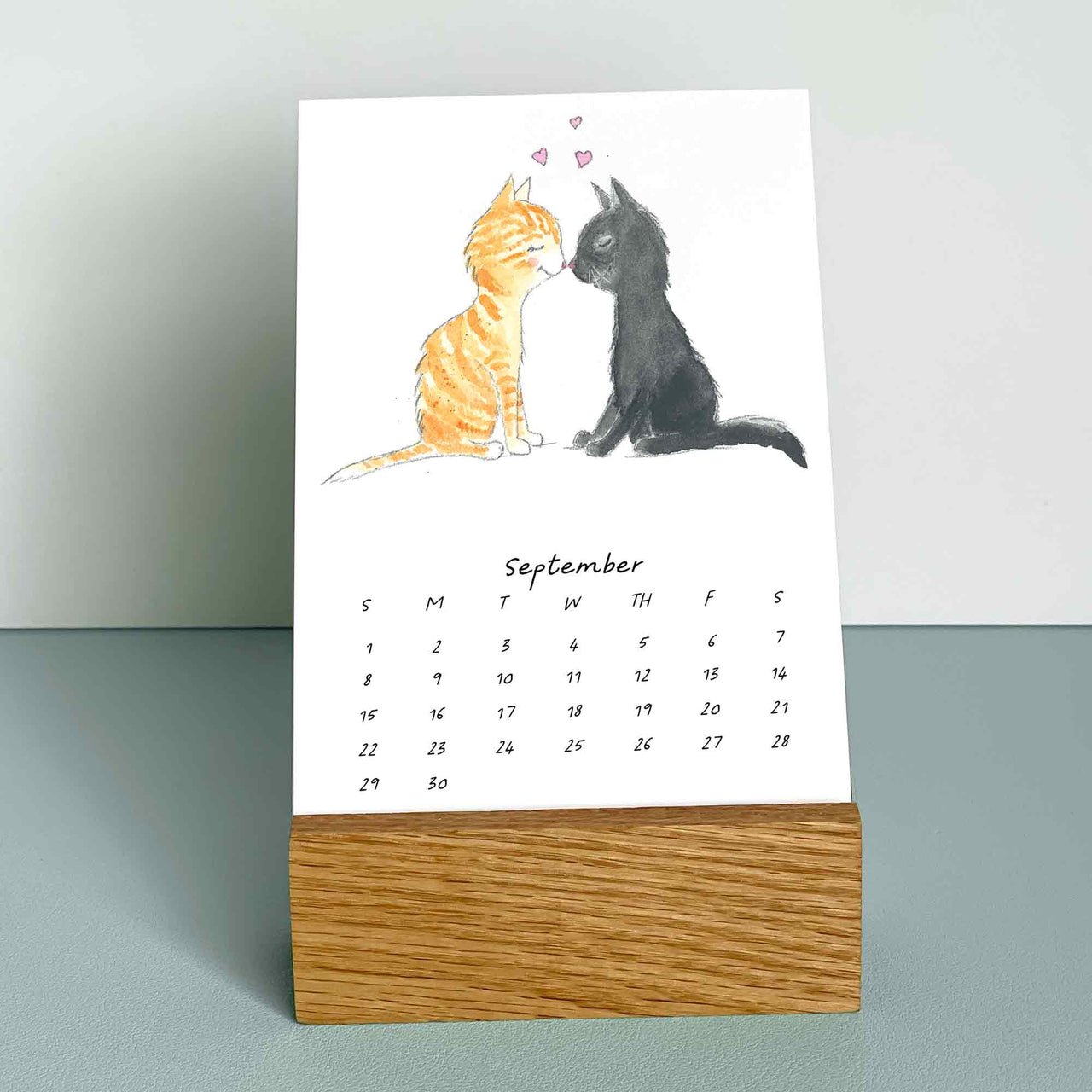 kissing cats mini desk calendar