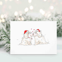 Thumbnail for White Dogs Wearing Santa Hats Love Card