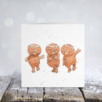 Thumbnail for Jolly Gingerbread Men Christmas Card - Watercolor Holiday Illustration