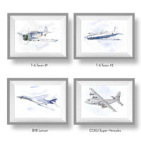 Thumbnail for Customizable Modern Military Aircraft Watercolor Prints - Classic Kids & Adult Wall Art Set