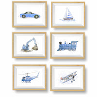 Thumbnail for Light Blue Huey Helicopter Watercolor Print – Transportation-Themed Wall Art for Baby and Kids’ Rooms