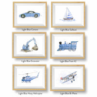 Thumbnail for Light Blue Transportation Vehicles Prints Set