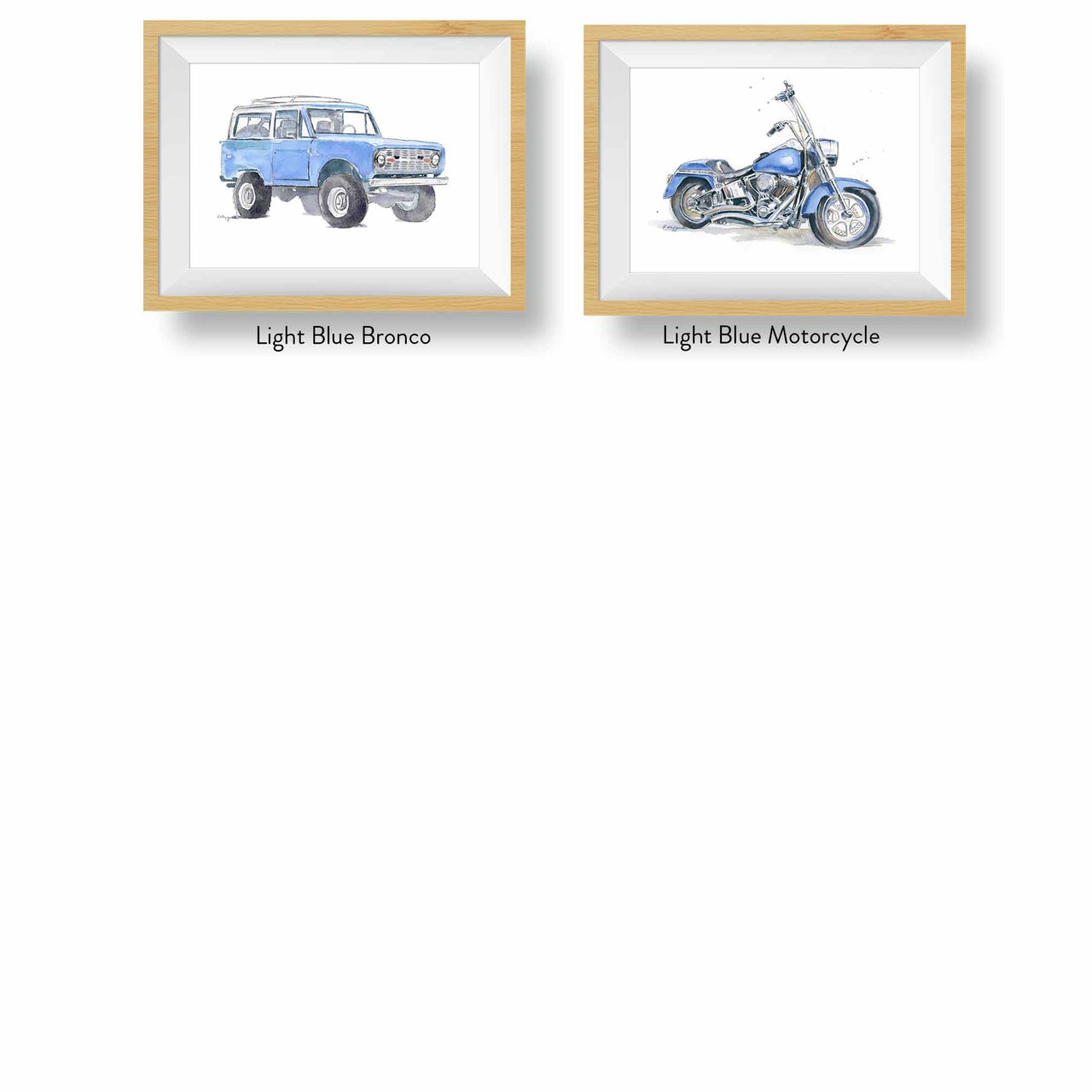 Light Blue Transportation Vehicles Prints Set