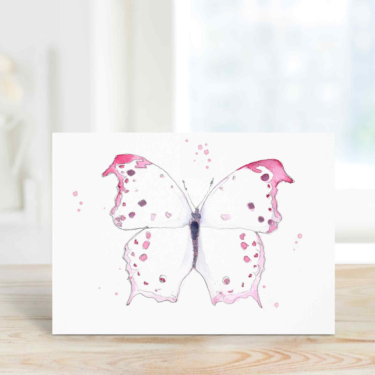 Butterfly Notecards – Moody Blue and Light Pink Watercolor Set for Everyday Greetings