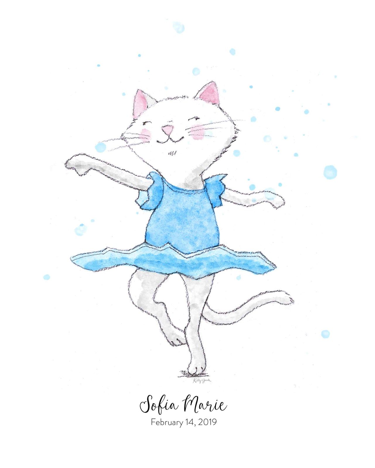 Dancing Kitty with Tutu Nursery Print #3