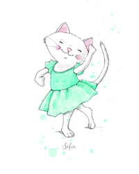 Thumbnail for Dancing Kitty with Tutu Nursery Print #1