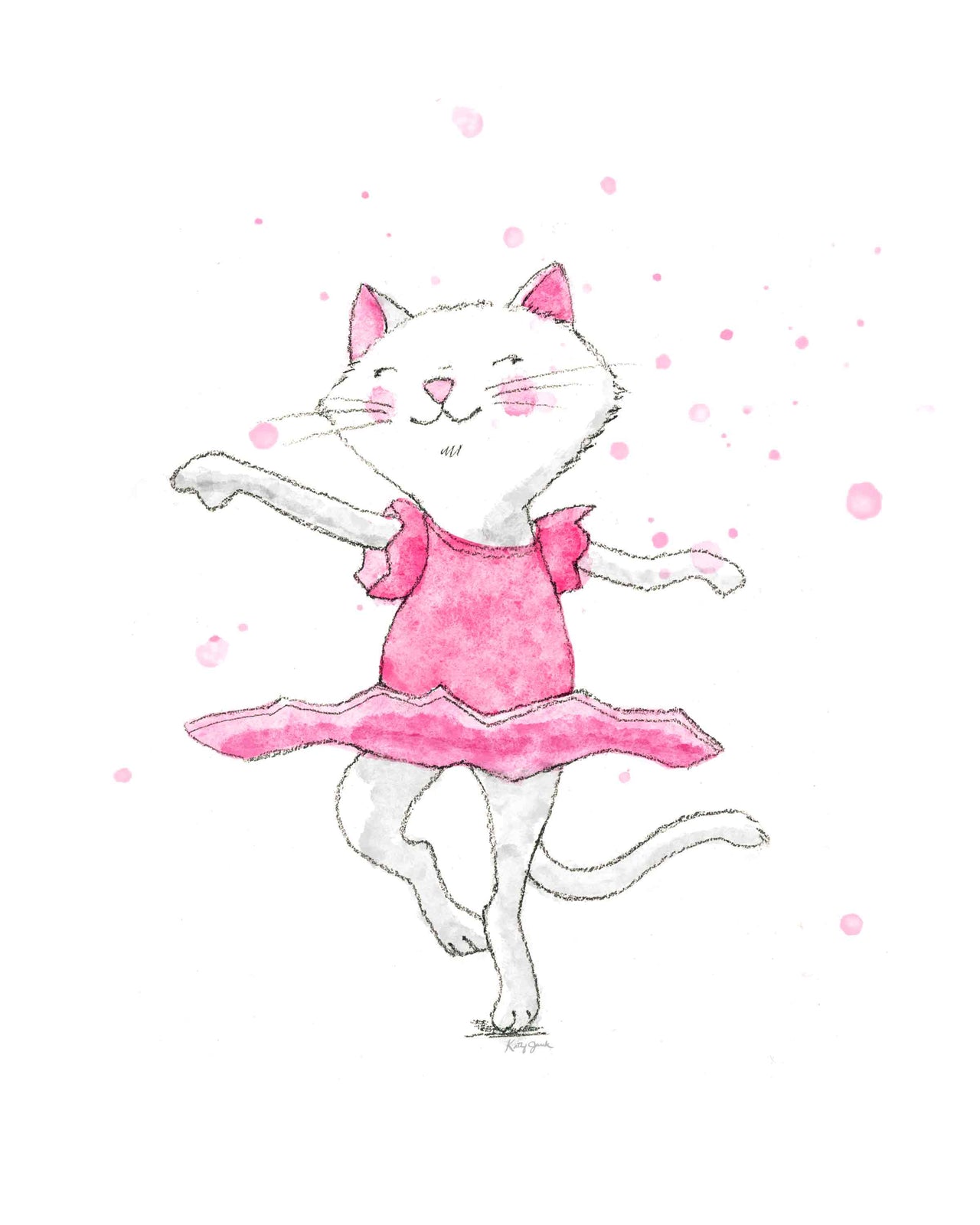 Dancing Kitty with Tutu Nursery Print #3