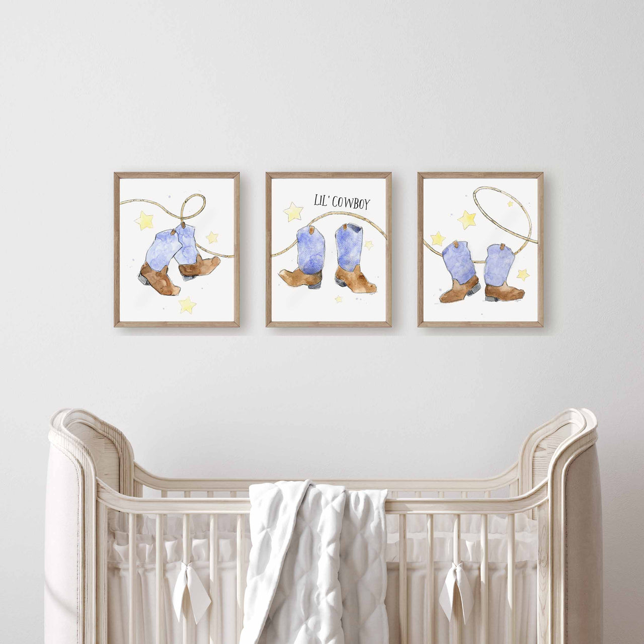 Western cowboy boot artwork for kids room decor