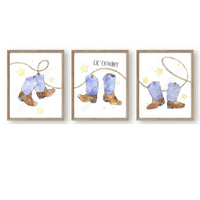 Thumbnail for Set of 3 Cowboy Boots Wall Art Prints | Western-Themed Nursery Decor